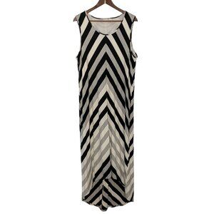 Chicos Womens Striped Sleeveless Maxi Dress Size 3 Black White & Grey